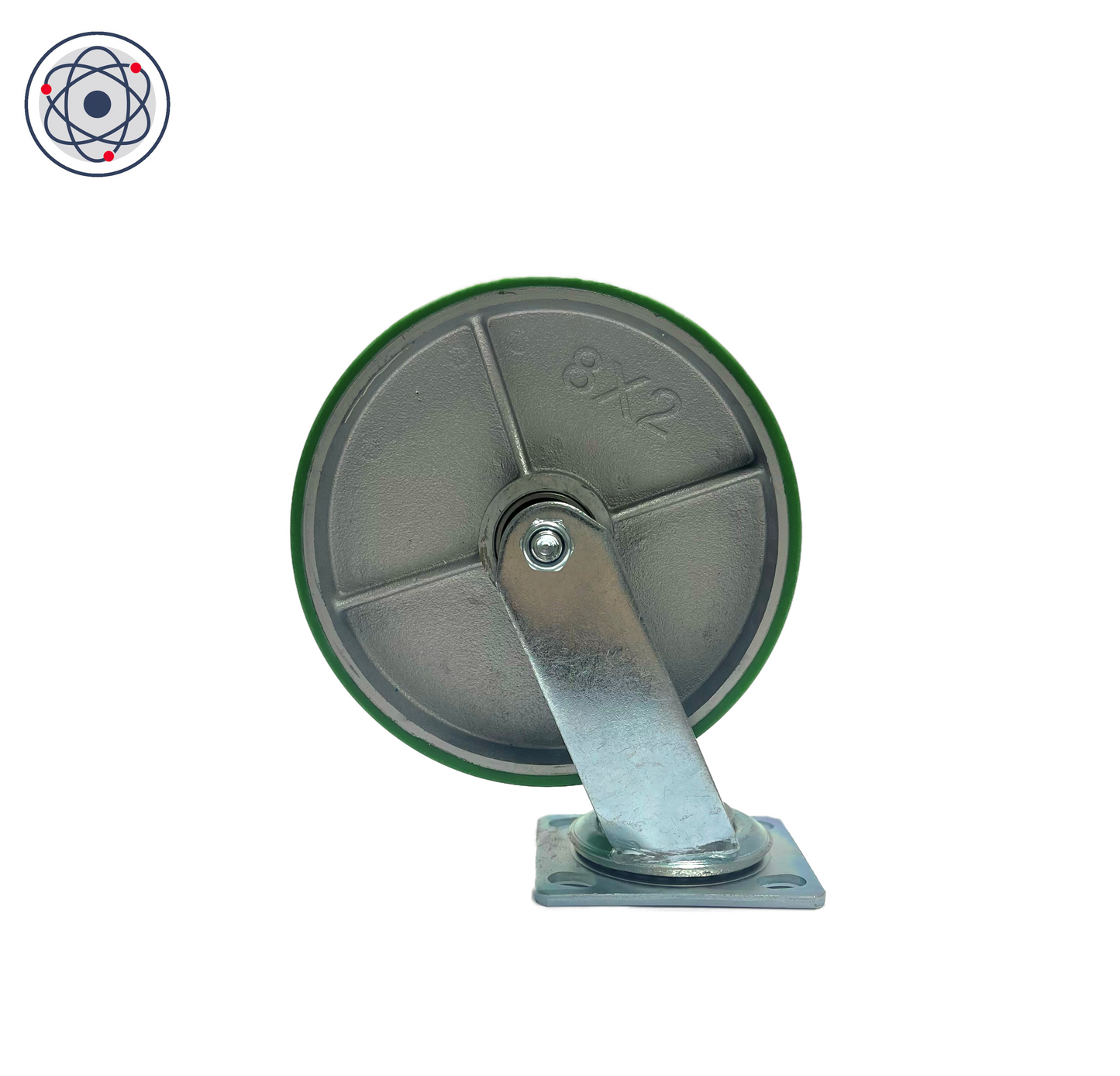 Cast Iron Polyurethane Swivel Castor 200mm - Green